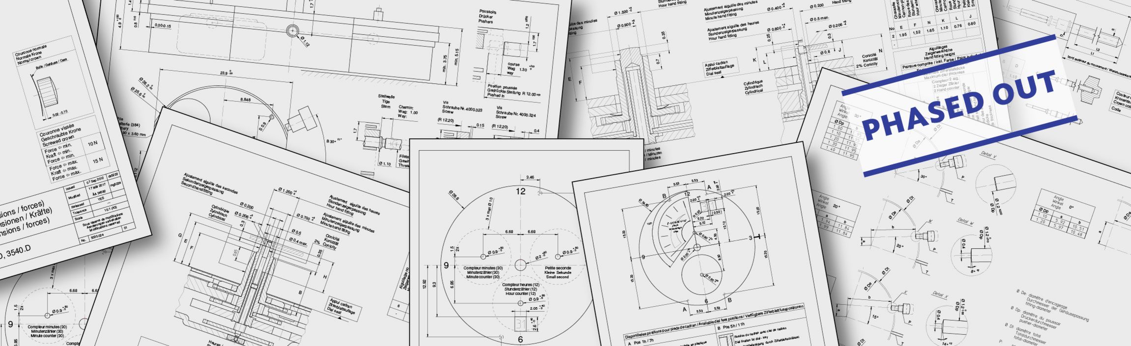 Technische Pläne Uhrwerke ausser Produktion Technische Pläne von allen Ronda Uhrwerken, welche nicht mehr hergestellt werden.