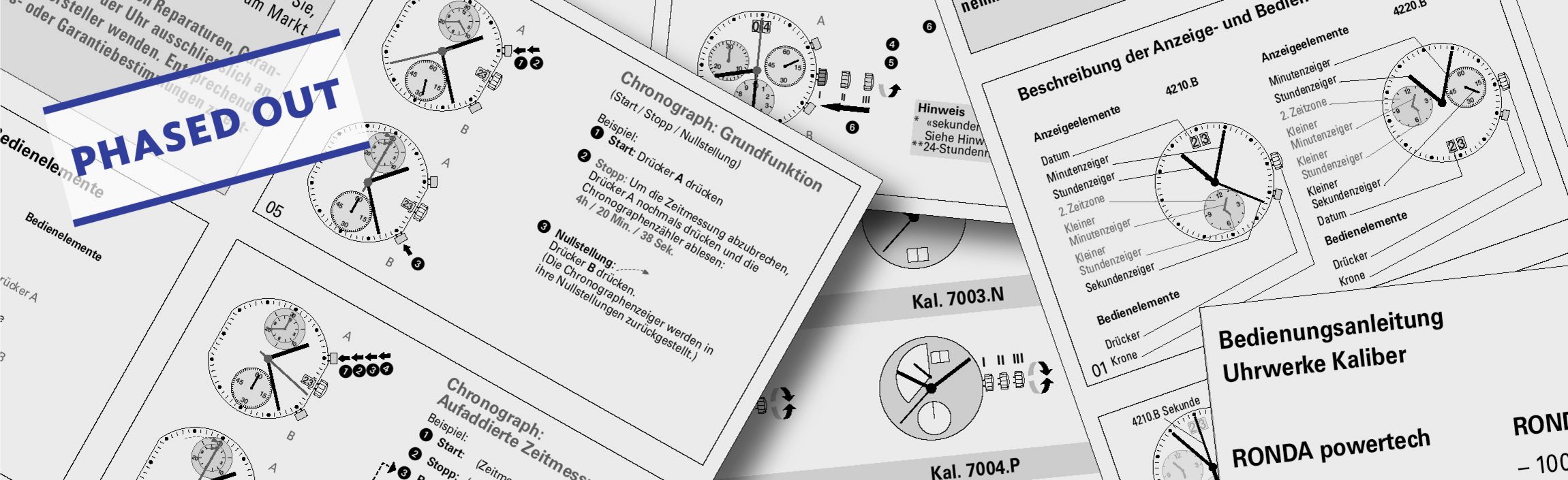 Bedienungsanleitungen von Uhrwerken ausser Produktion Bedienungsanleitungen von allen Ronda Uhrwerken, welche nicht mehr hergestellt werden