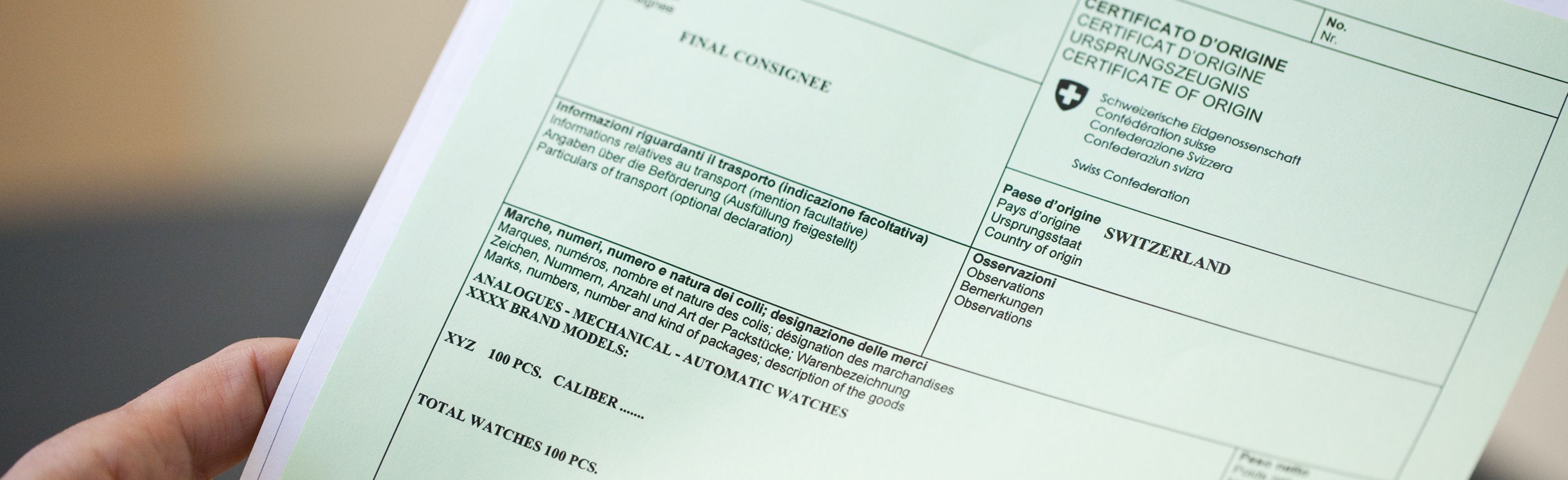 Das Ursprungszeugnis bürgt für Schweizer Herkunft.