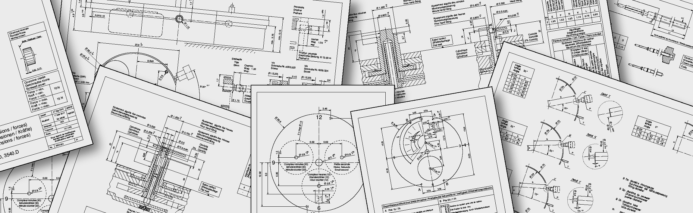 Technische Pläne Technische Pläne aller aktuell erhältlichen Ronda Uhrwerke